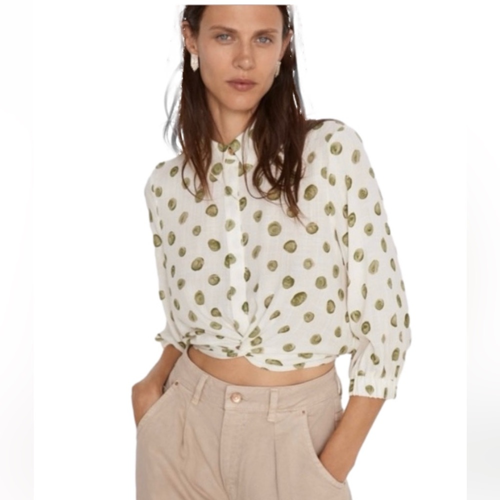 Zara cropped polka dot blouse